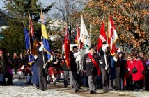 The Royal Canadian Legion Colour Guard moves into position