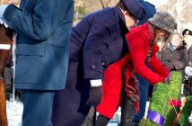 The first wreaths laid representing the Dominion of Canada and the Province of Ontario