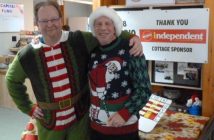 HCC Mixed Curling Convenor, Darrell Harper, and Director of Advertising, Dave Rigby, dressed up to add Christmas spirit to the day