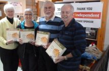 Third place Draw 1 All-Stars with turkey pie prizes (from left) second Marg Dollar, lead Sally Powell, skip Andre Maurice and vice Bob Pegg