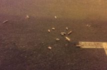 The Green Team makes a final sweep at the end of the parade to pick up waste left behind like these candy wrappers (supplied photo)