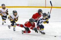 Otter Dylan Bennet splitting the defense for a break-away shot on goal.