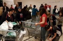 The donations are delivered to the Salvation Army gym for sorting