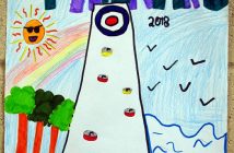Art by local students brightens the hallway leading to Muskoka Moosies (Photo: Dawn Huddlestone)