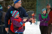 Joan Foxcroft of HPS takes careful aim, which contributed to her first place finish in the grade 3/4 girls race