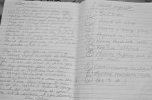 The letter he wrote to his mom and dad (at left) was an emotional one to say the least. (Right) a list of what he needed to learn to regulate helped him achieve his goal of becoming mentally healthy.