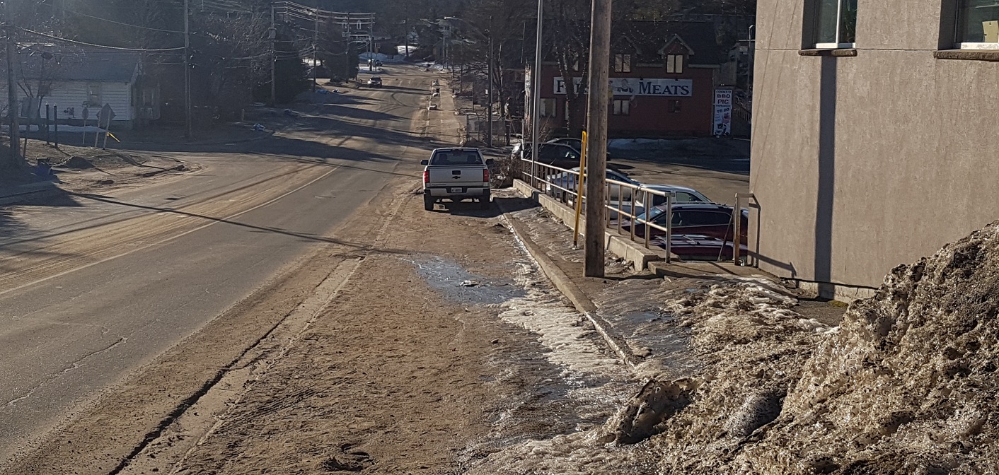 This section of seasonal parking on Chaffey Street between Cann and Manominee will become a sidewalk