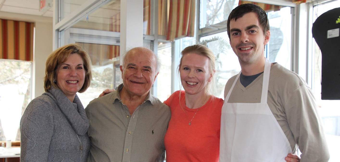 (From left) Bessie and Dino Georgas bid farewell to Family Place restaurant, leaving it in the capable hands of Jenny Spring and Oliver Wolfe