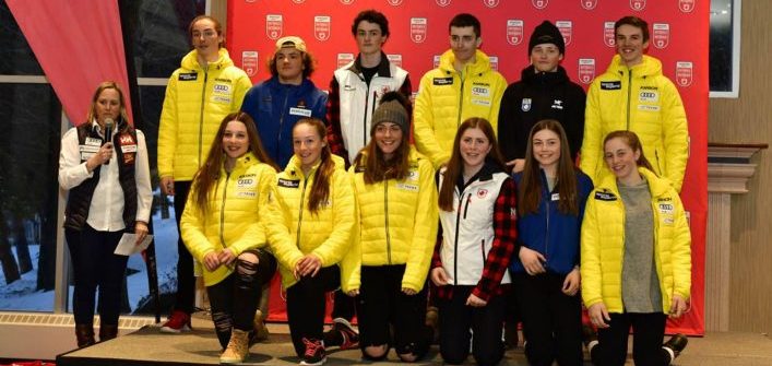 Ashley Cambell (front row, third from right) will compete for Team Canada at the Whistler Cup from April 12-15, 2018. (Photo: Alpine Canada)