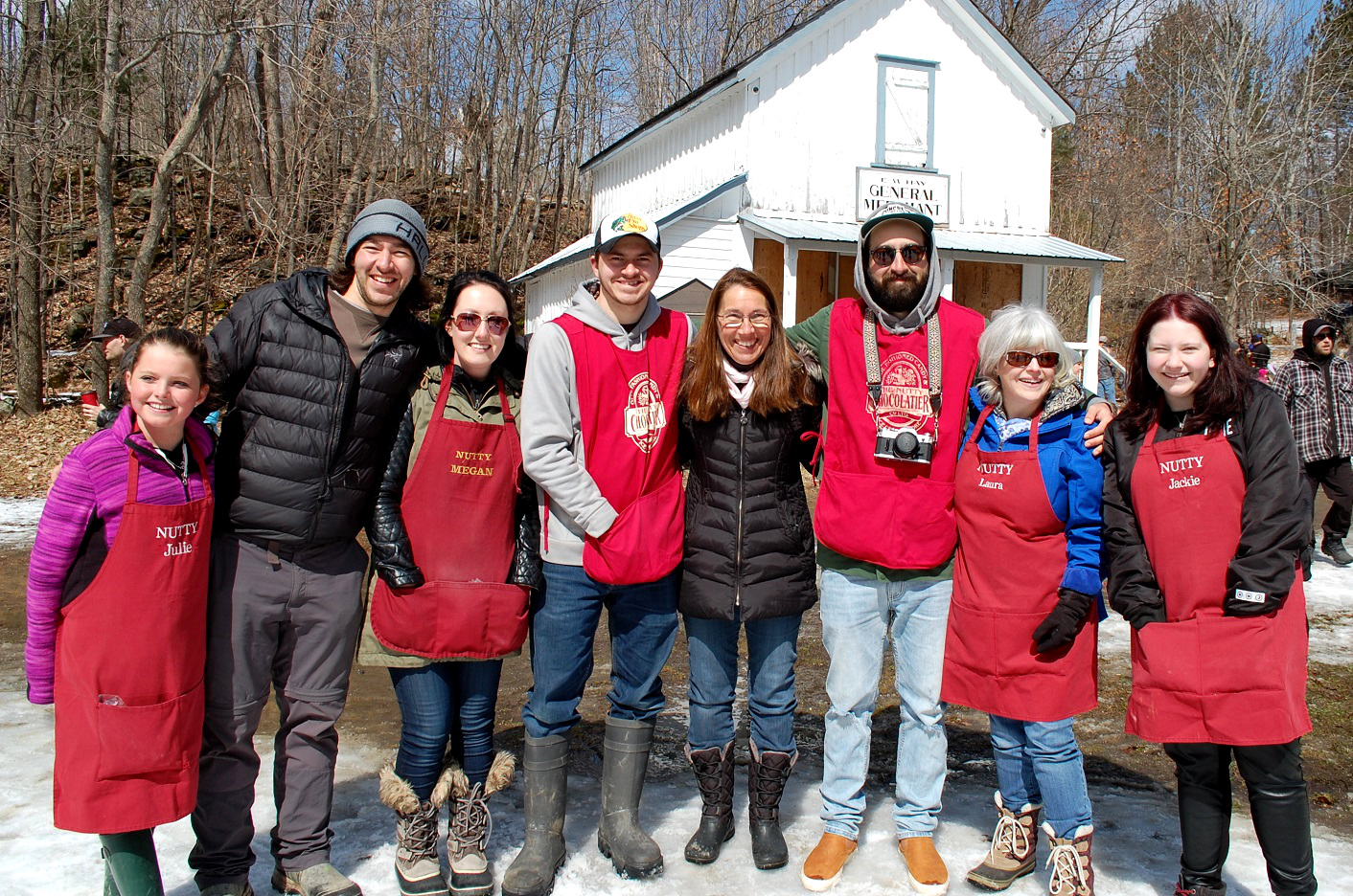 Nutty Chocolatier staff and helpers (from left) Ella Watson, Dale Wenger, Emma Schofield, Cole Wenger, Nancy Wenger, Keele Wenger, Karen Pascall, and Abby Takacs-Tinsley