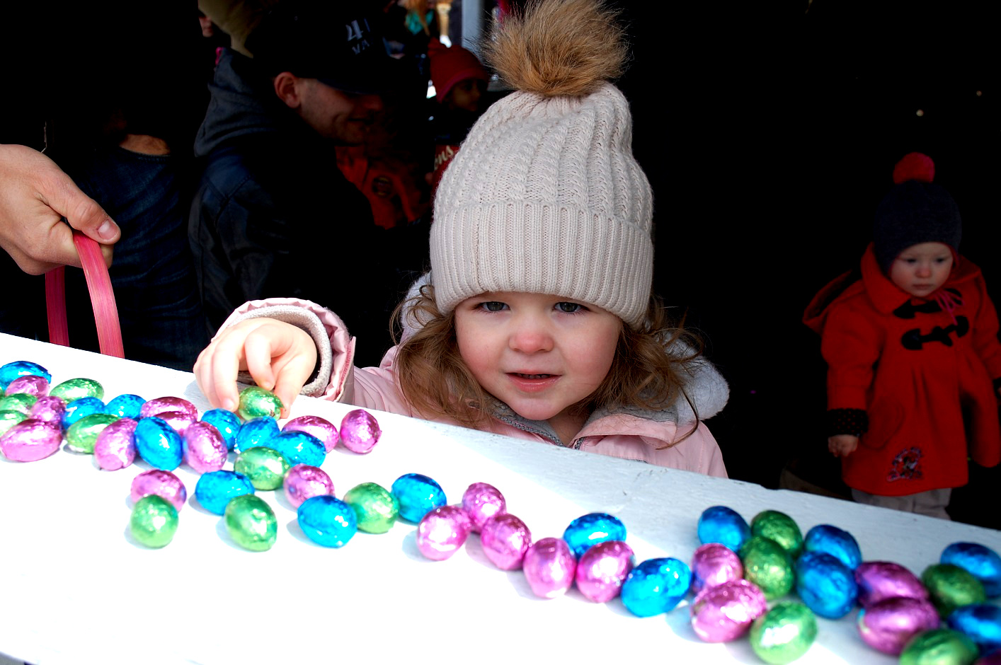 Two-year-old Riley Myers found lots of eggs to choose from