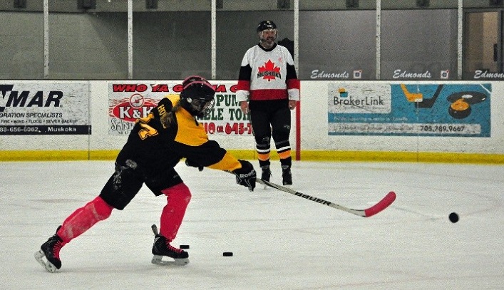 The Hoyas used pucks for the target challenge...