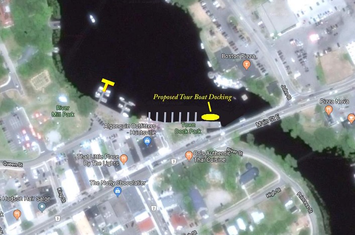 Proposed tour boat docking location
