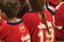 Young Riverside students wore their Timbits jerseys (Photo: Cheyenne Wood)