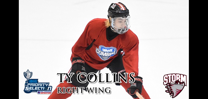 Ty Collins drafted to the Guelph Storm