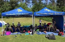 The HHS team takes shelter from the sun (Photo: Catherine Smith)