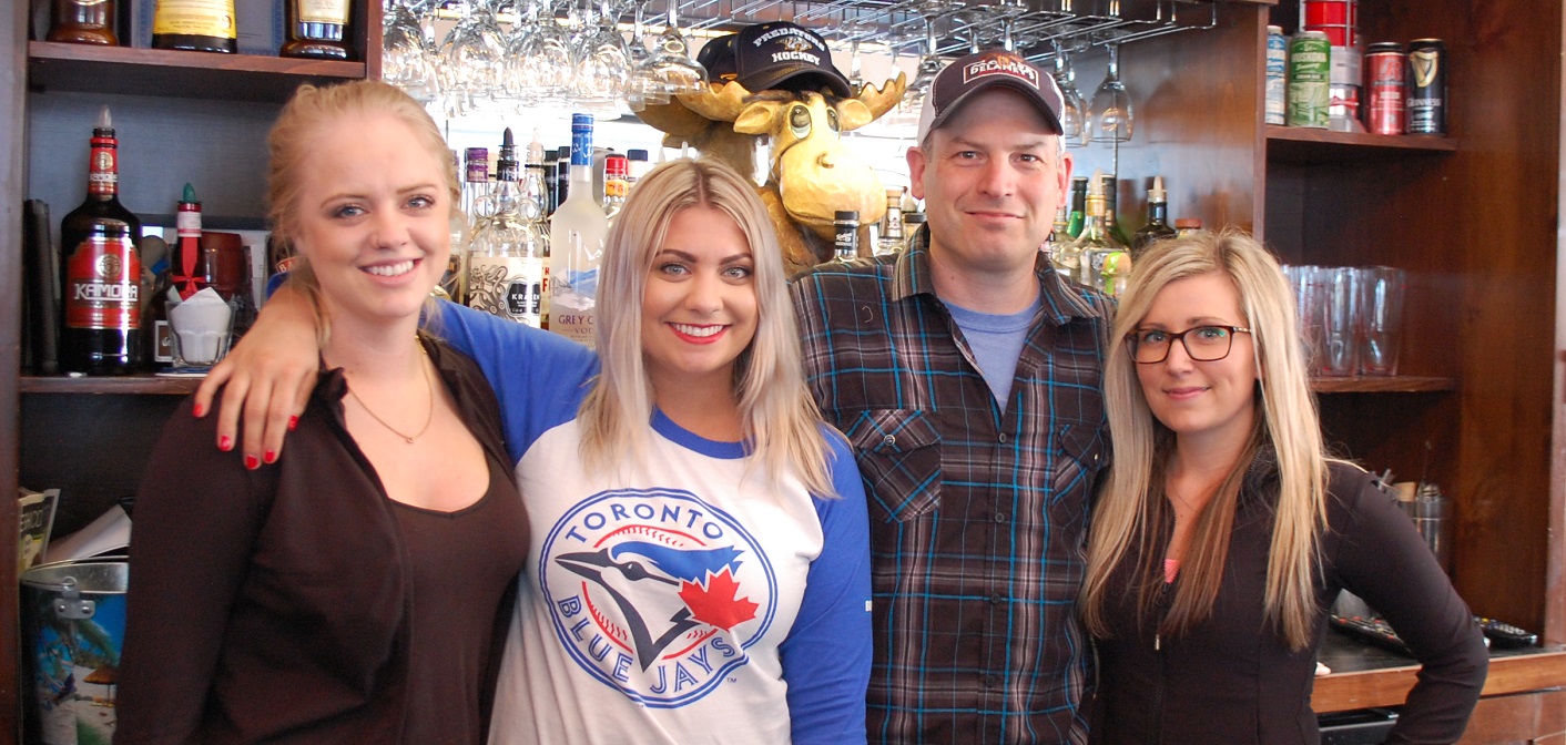 No straws here. Moose Delaney’s staff (from left) Krystal McIntyre, Haily Fetterly, owner Dan Barkwell and Chantel Butterworth will only give you a straw if you ask for one.