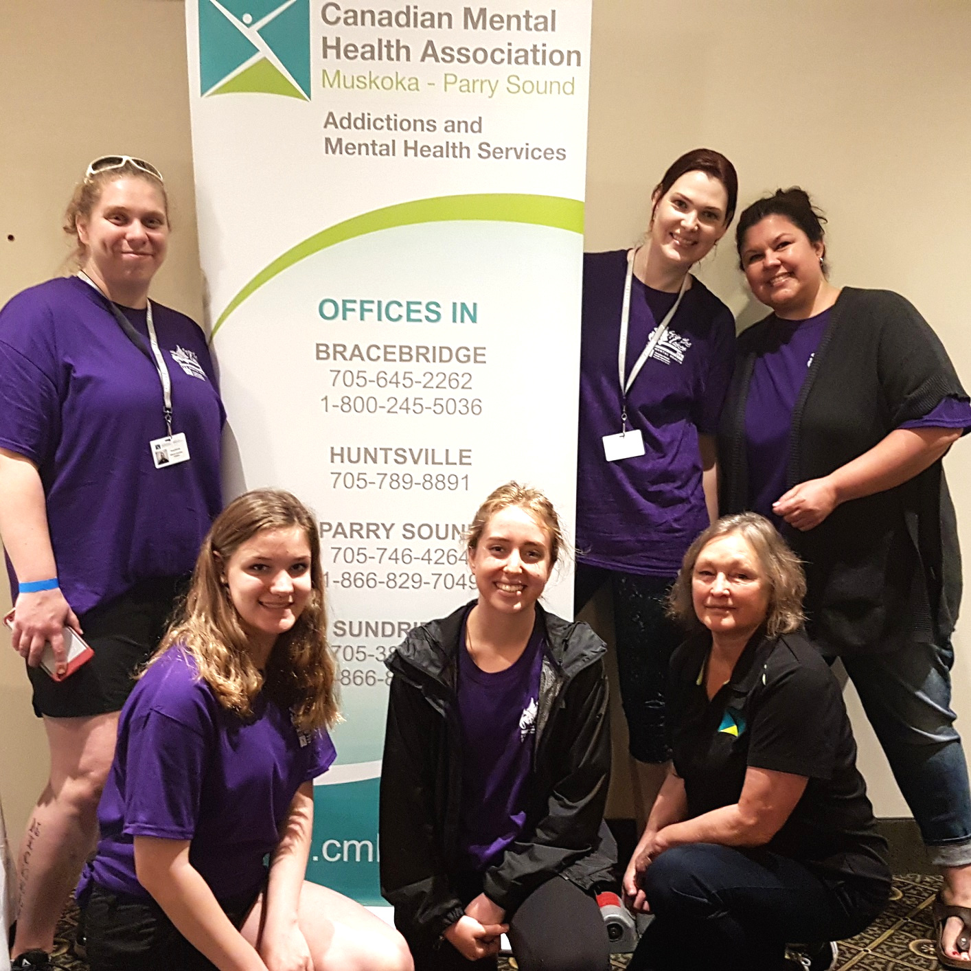 Spin the Lakes volunteers and organizers (kneeling in front from left) Cienna Good, Aislinn MacLennan, Valerie Gibbs; (back row) Nicole Marshall, Kat Johnson, and Mandy Kennedy.