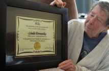 Receiving this prestigious award for her volunteer work in town was a real honour for Linda.