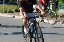 Mayor Scott Aitchison leads the riders away from River Mill Park