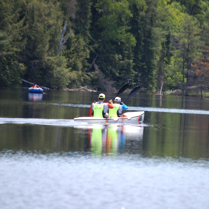Relay team Fenn Pals was the first to reach the turn-around point on the Muskoka River