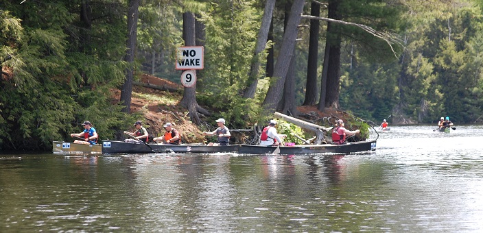 Paddlers offered up passing words of encouragement at the turn-around point