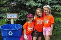 Members of the Green Team (from left) Juniper Oke, Soleiah Oke, and Melody Dubois helped keep the race and music festival clean