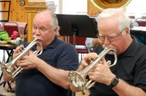 Cornet players from the Muskoka Concert Band in rehearsal at the Utterson Community Centre