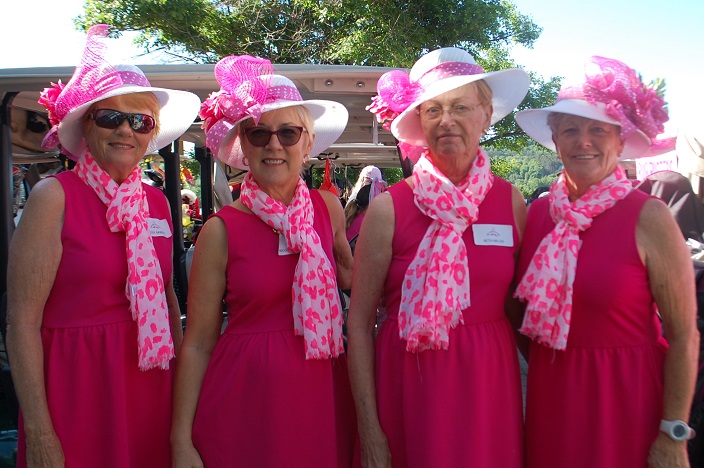 (From left) Peggy Barrett, Midge Monaghan, Beth Miller, and Raylene Hogg are pretty in pin