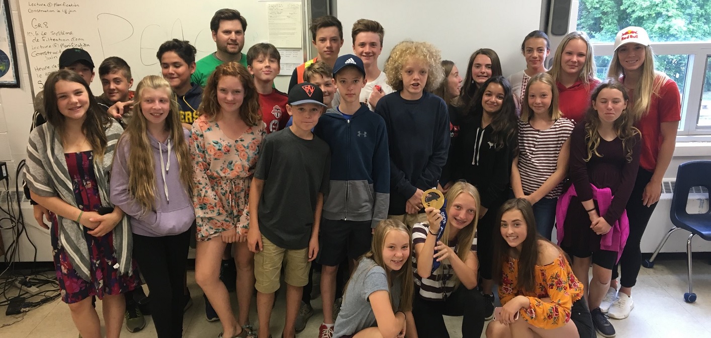 Some of the HPS student leaders with Olympian Dara Howell (right) for their Hero of Play day (Photo courtesy of the Hero of Play ambassadors)