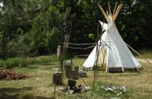 This example of a First Nations' encampment is at Muskoka Heritage Place