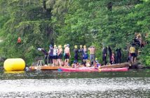 Try-a-tri start on the dock on Camp Kitchen Road