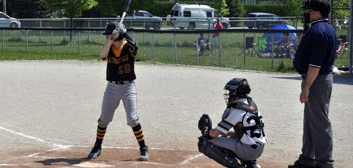 Wilson Babineau at bat during a game in Thornbury
