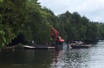 A barge at the boat launch at 4066 South Portage Rd (Photo from Councillor Dan Armour's presentation)