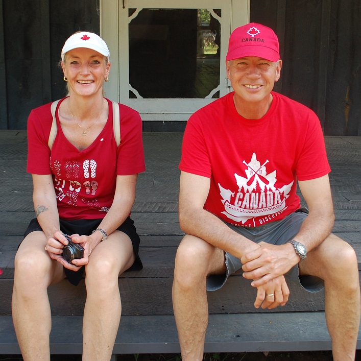 Tina (left) and Will Gepkins show off their red and white pride