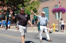 Mayor Scott Aitchison and MP Tony Clement wave to spectators (Photo: Dawn Huddlestone)