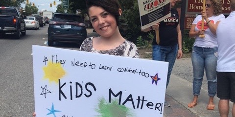 Save-the-curriculum protest held outside MPP Norm Miller’s office