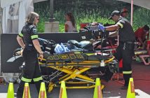 Paramedics Shelley Rodgers (left) and Matt Jokhu