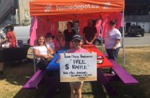 Home Depot was giving away a rainbow picnic table
