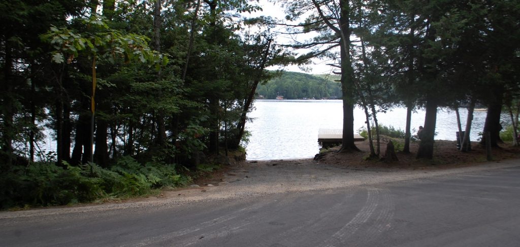 The entrance to the public boat launch at 4088 South Portage Rd