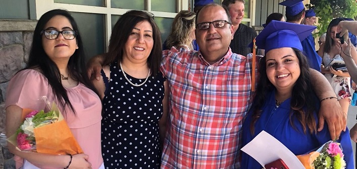 The Salameh family (from left) Lana, Raeda, Rami and  Carla at Carla’s high school graduation (supplied photo)