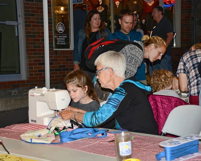 The peace flags were sewn during Nuit Blanche North with the help of volunteers (Photo: Huntsville Festival of the Arts | Facebook)