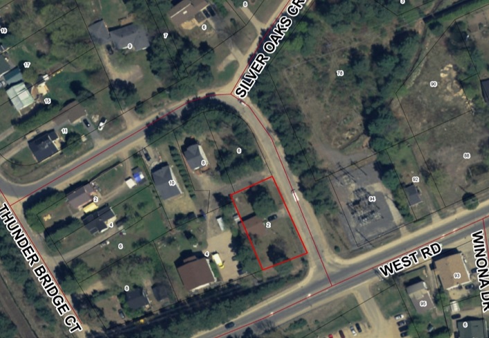 The location of the proposed four-plex at 2 Silver Street is outlined in red (Image: Town of Huntsville)