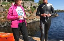 Glenn with his wife Arlee before the second leg of his swim on May 21 (Photo via @glenn.vickery/Instagram)