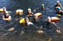 Glenn was often joined by a group of swimmers like this one on June 11 (Photo: @glenn.vickery/Instagram)