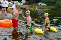 Some swimmers joined Glenn on multiple legs of his swim and were there right to the end