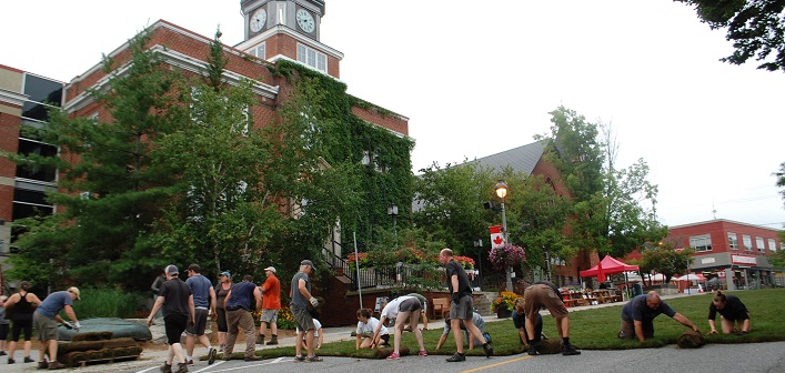 Town Hall gets its very own park, albeit temporarily, for the Green Street Challenge, part of the annual Summer Sidewalk Sale