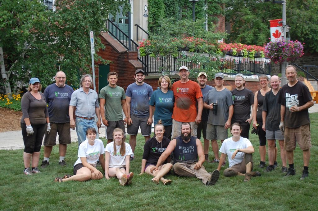 The volunteers relax after a job well done
