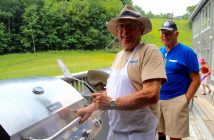Volunteers Rosie Adams and John Garlick ensure that everyone is well fed after their long paddle.