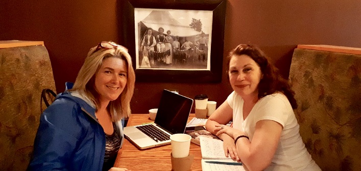 Noelle Dupuis and Diane Vandenhoven discuss the script for their audio drama production of The Secret Garden